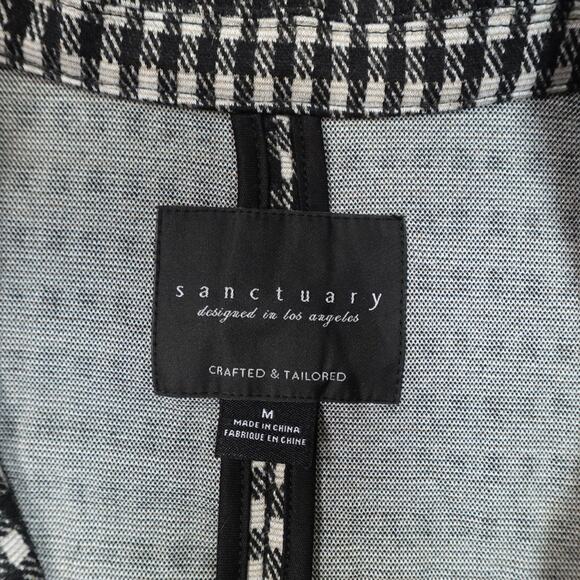 Sanctuary Blazer Womens Medium Knit Unstructured One Button Checked Gingham - Picture 2 of 9